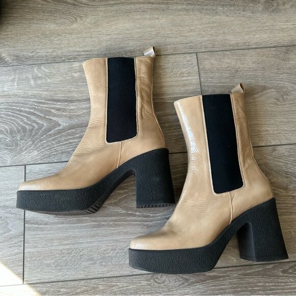 INTENTIONALLY BLANK  Bossy Leather Chunky Platform Chelsea Boots - Picture 11 of 16